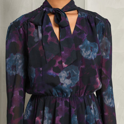 ROTATE Birger Christensen Purple Chiffon Flowy Mini Dress