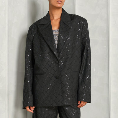 ROTATE Birger Christensen Black Oversized Sequins Blazer