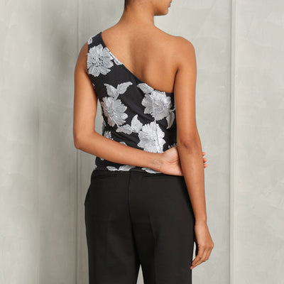 ROTATE Birger Christensen Black Floral Mesh Top