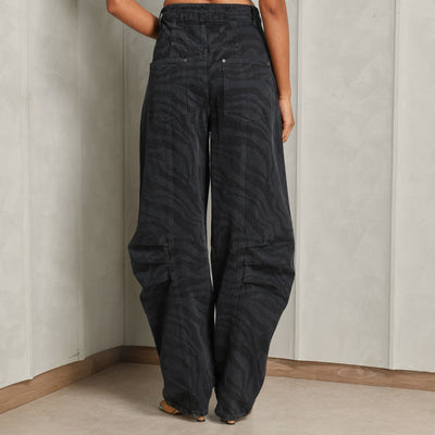 ROTATE Birger Christensen Wide Leg Zebra Twill Cargo Pants