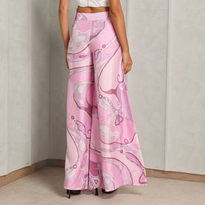 Pucci Flowy Orchidee-Print Silk-Twill Trousers