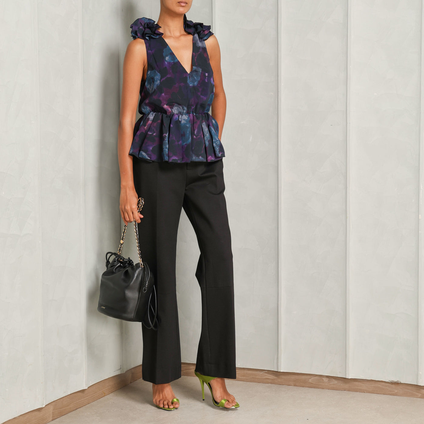 ROTATE Birger Christensen Chiffon Ruffle Top