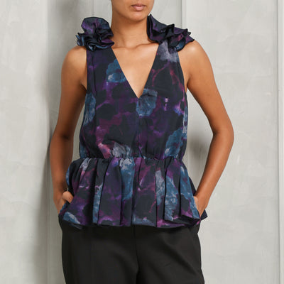 ROTATE Birger Christensen Sleeveless Chiffon Ruffle Top 