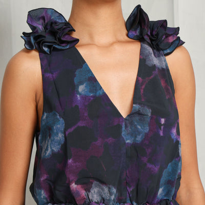 ROTATE Birger Christensen Purple Chiffon Ruffle Top