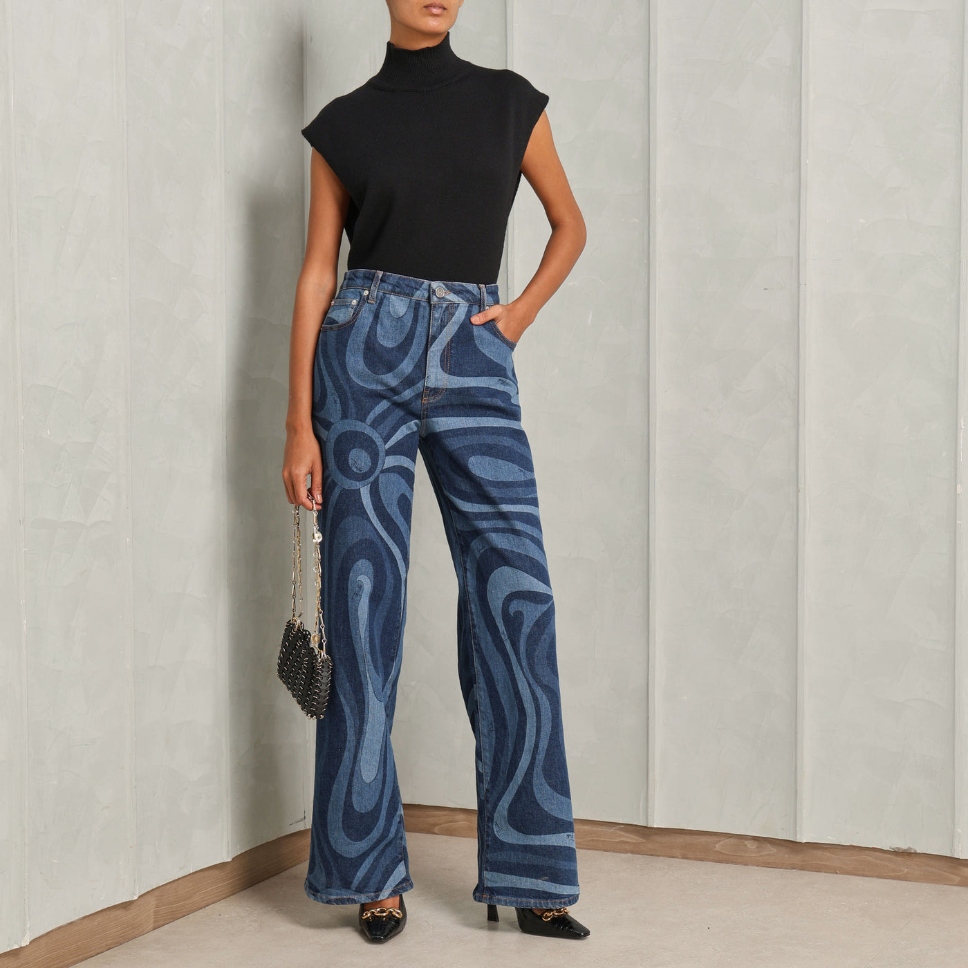 Pucci Marmo-Print Straight-Leg Jeans