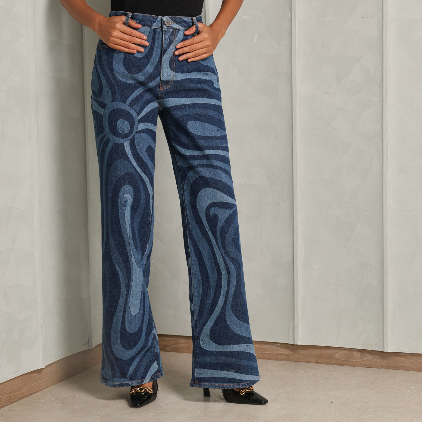 Pucci Artistic Marmo-Print Straight-Leg Jeans