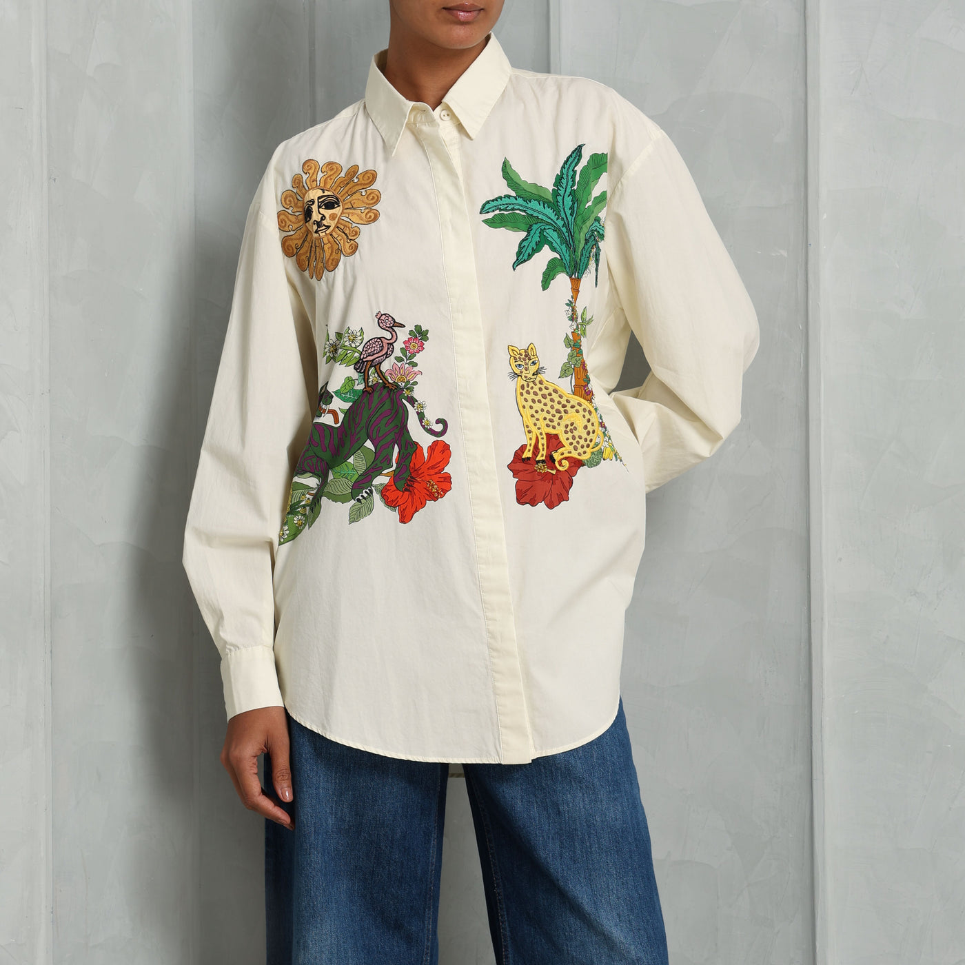 Alémais Tiger Embroidered Cotton Shirt