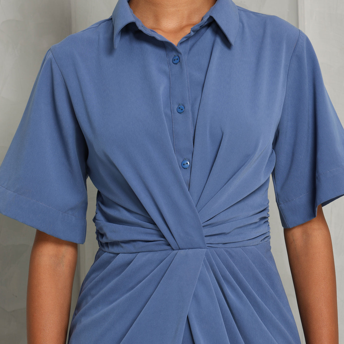 Leh Studios Blue Isla Draped Top