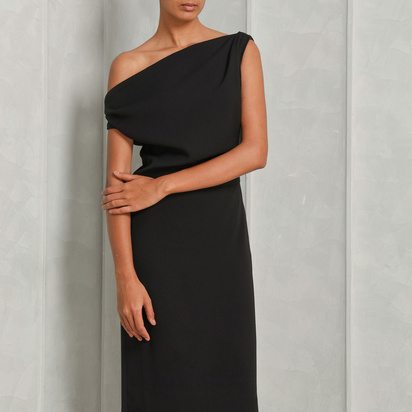 16Arlington Asymmetrical Neckline Kira Midi Dress