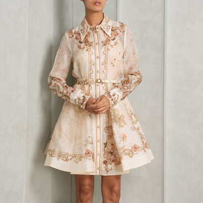 printed memento button mini dress