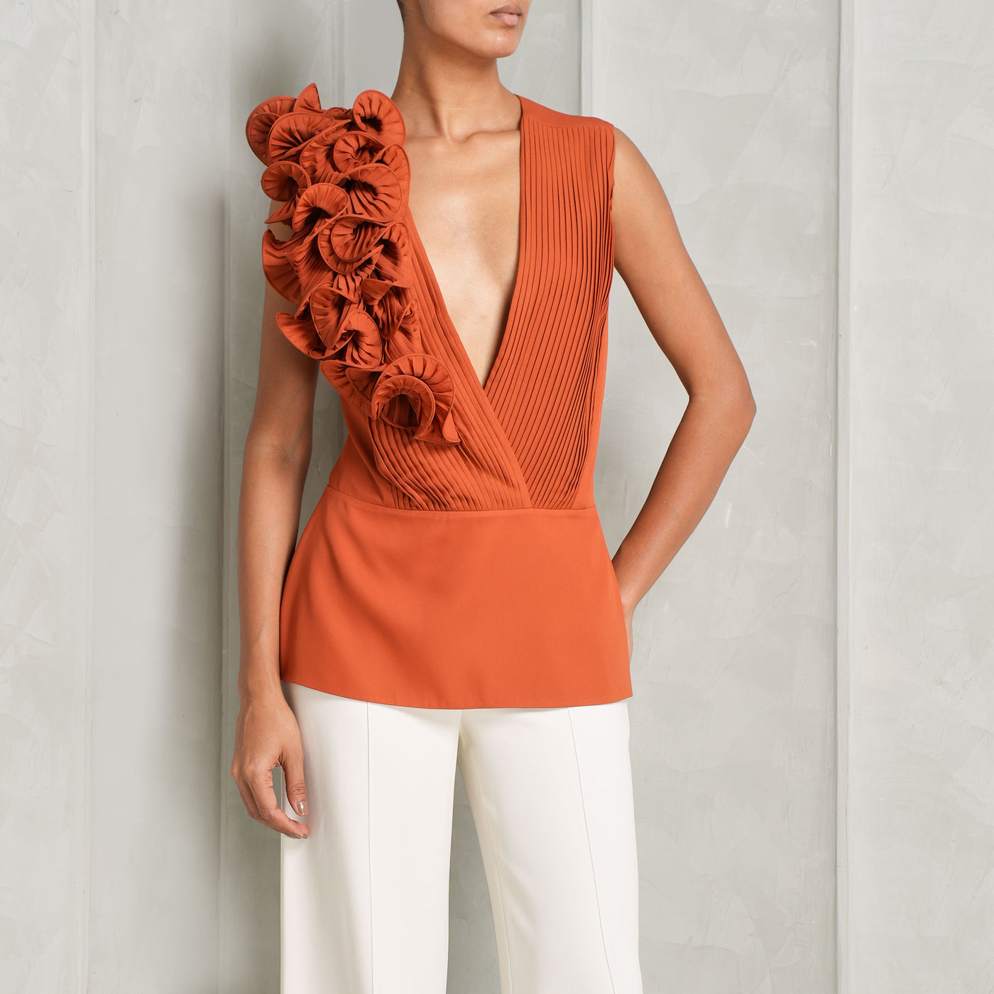 flower orange top elie saab 