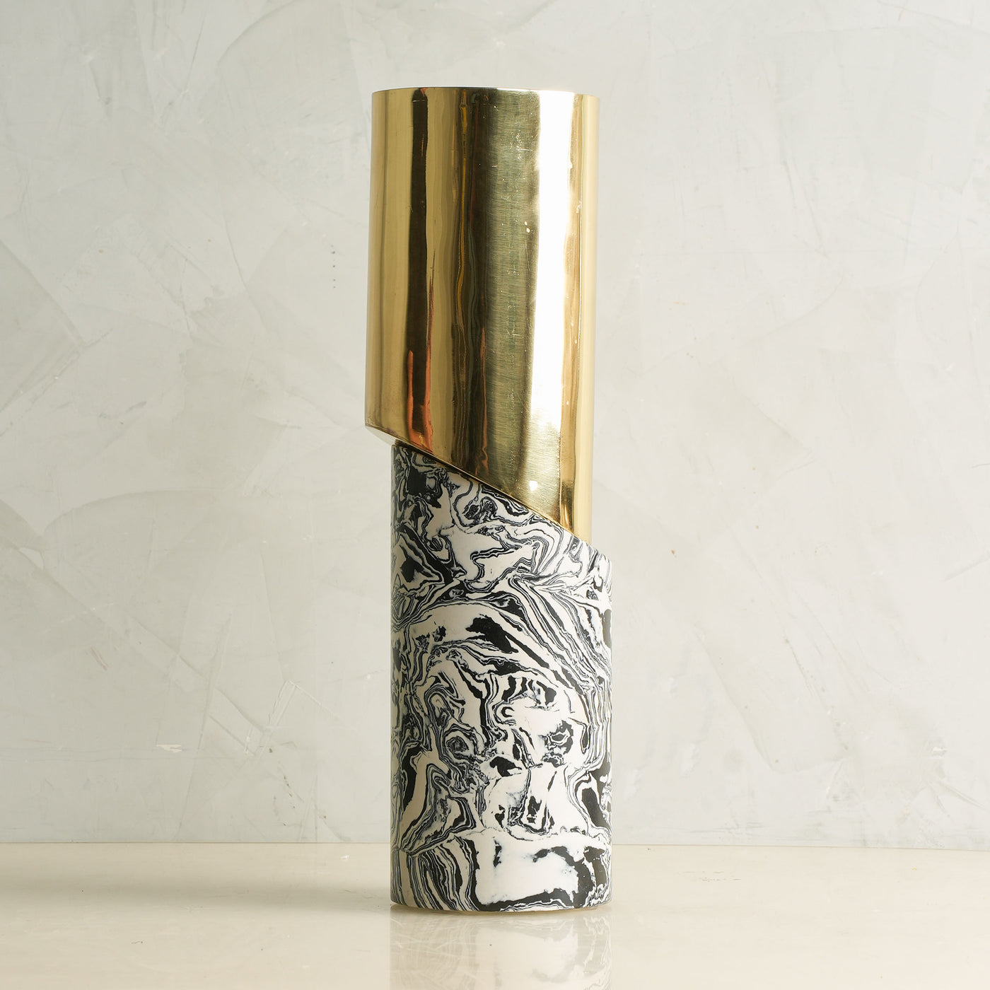 Dual Marble Resin Metal Vase