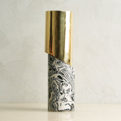 Dual Marble Resin Metal Vase