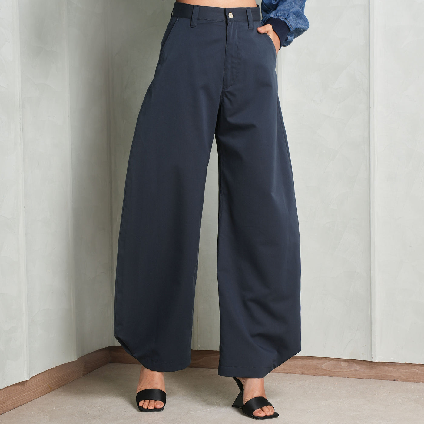 LOEWE Baloon trousers black long pants cotton midnight blue slash pockets