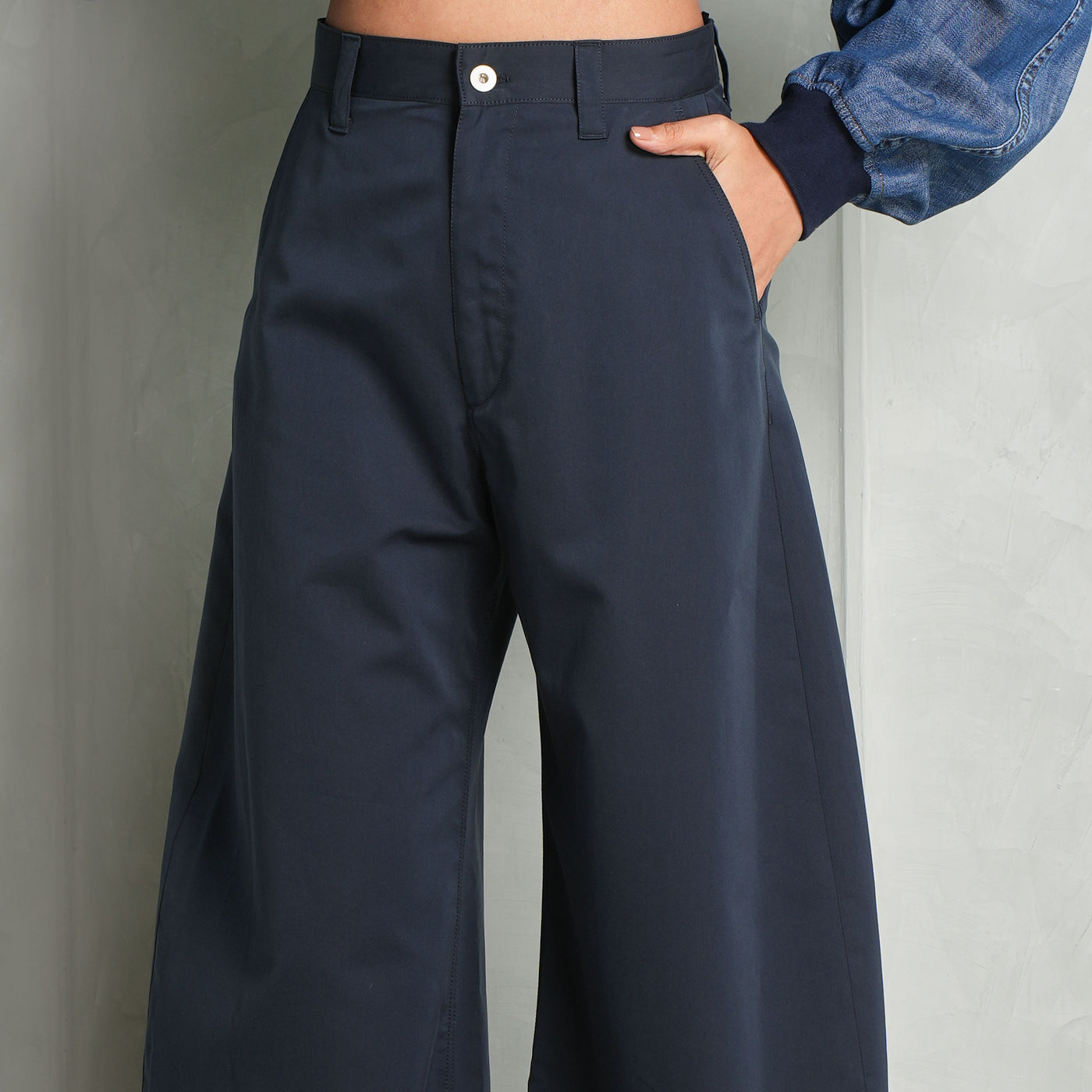 LOEWE Baloon trousers black long pants cotton midnight blue silk