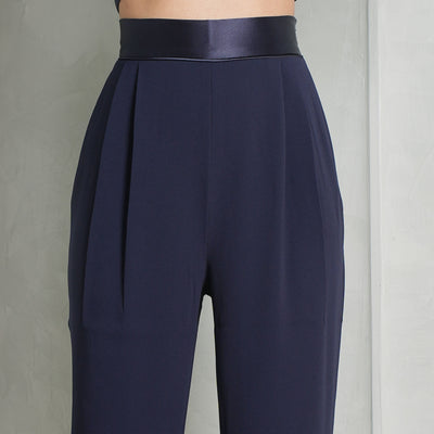 GALVAN LONDON high waisted pleated blue trousers