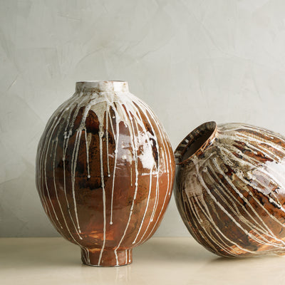 Tenmoku Drip Glaze Moon Jar