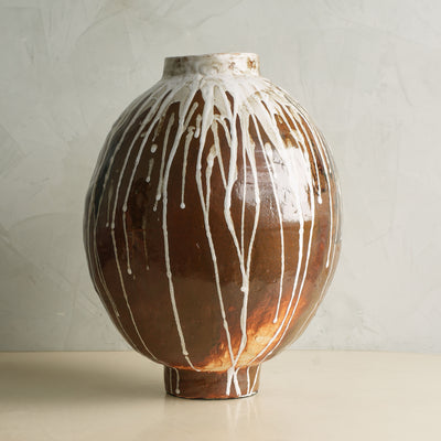 Tenmoku Drip Glaze Moon Jar