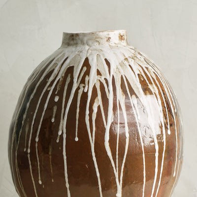 Tenmoku Drip Glaze Moon Jar