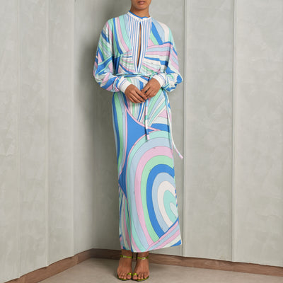 PUCCI Multicolor Belted Maxi Dress