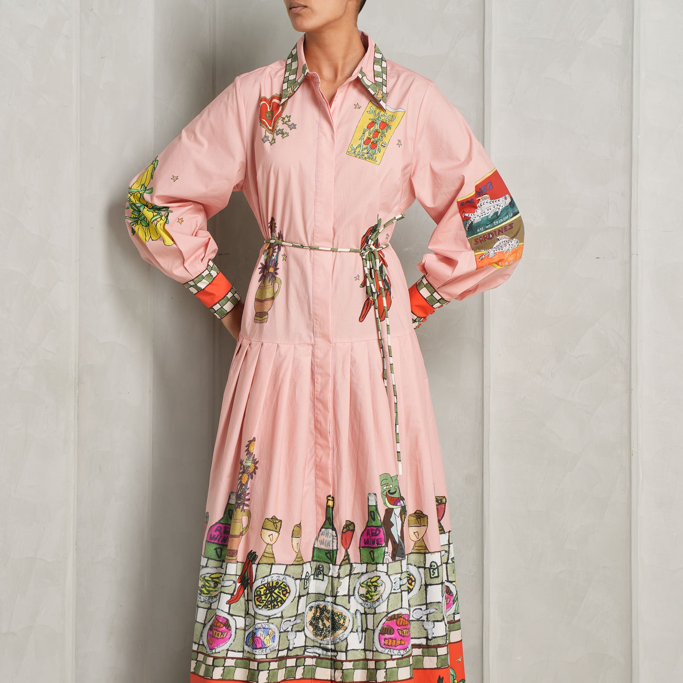 Pink dress with prints by Alémais 