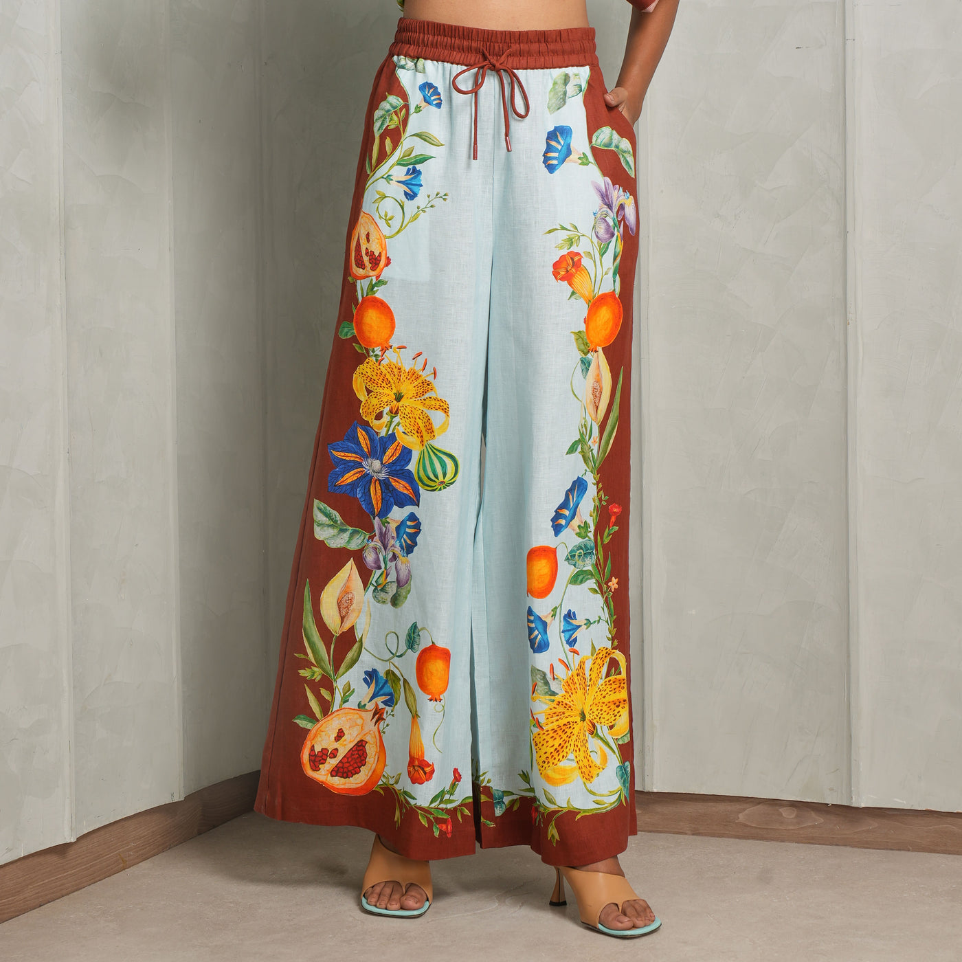 Alemais Dahlia Floral Linen Pant for Women