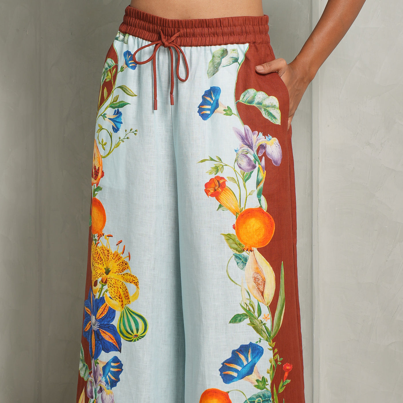 Alemais Multicolour Dahlia Floral Linen Pant