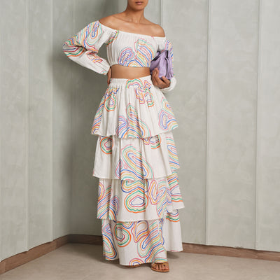 HAPPI SPACE palma co-ord set linen candy print top skirt set