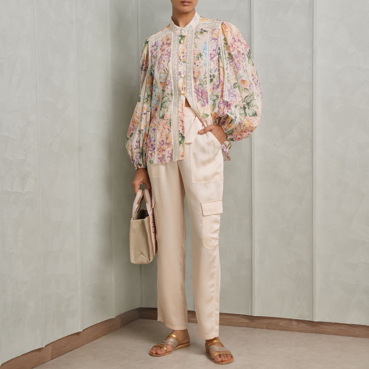 Zimmermann Haliday Lace Trim Shirt Multicolor Floral