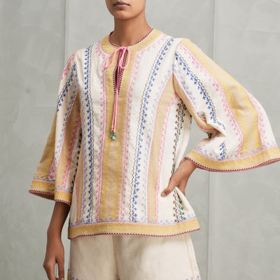 ZIMMERMANN august embroidered striped top