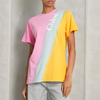 CHLOÉ Multicolor pink logo crew neck graphic t-shirt