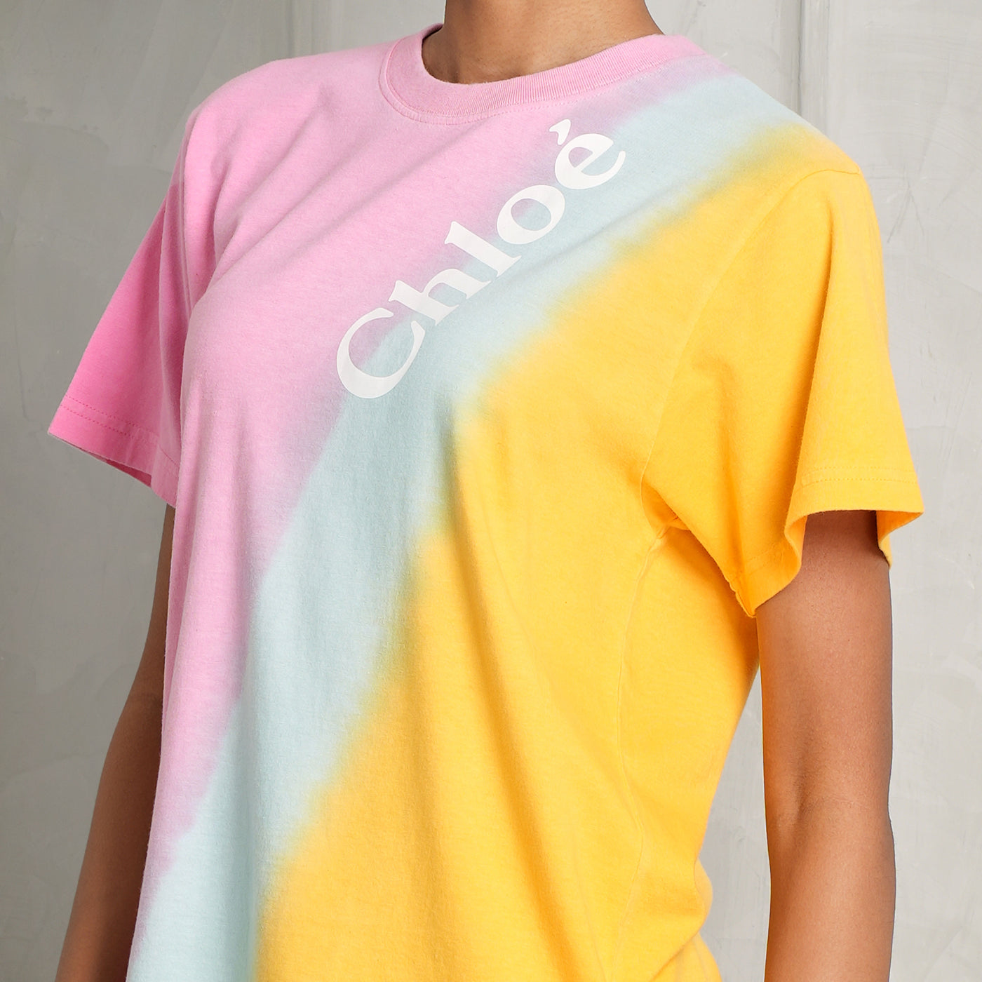 CHLOÉ Multicolor pink logo graphic cotton t-shirt 