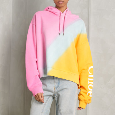 CHLOÉ Multicolor pink logo graphic cotton hoodie