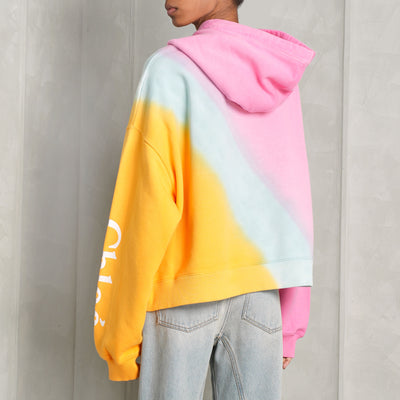 CHLOÉ Multicolor pink logo graphic long sleeve hoodie