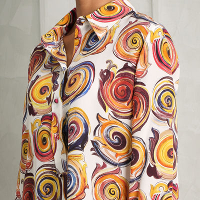 CHLOÉ multicolor spiral print button down shirt