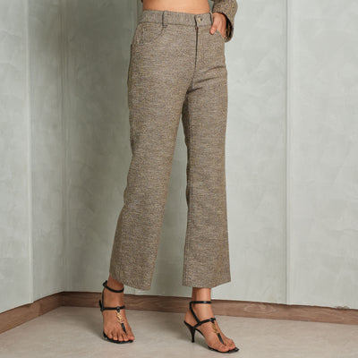 CHLOE cropped bootcut pants brown wool bootcut brown