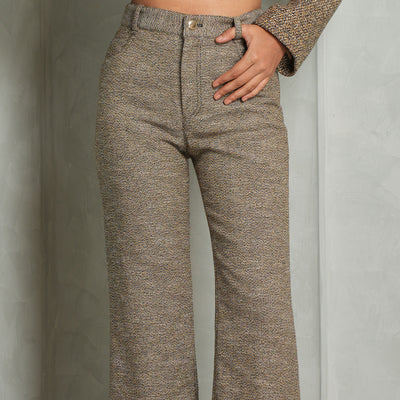 CHLOE cropped bootcut pants brown wool  bootcut pants