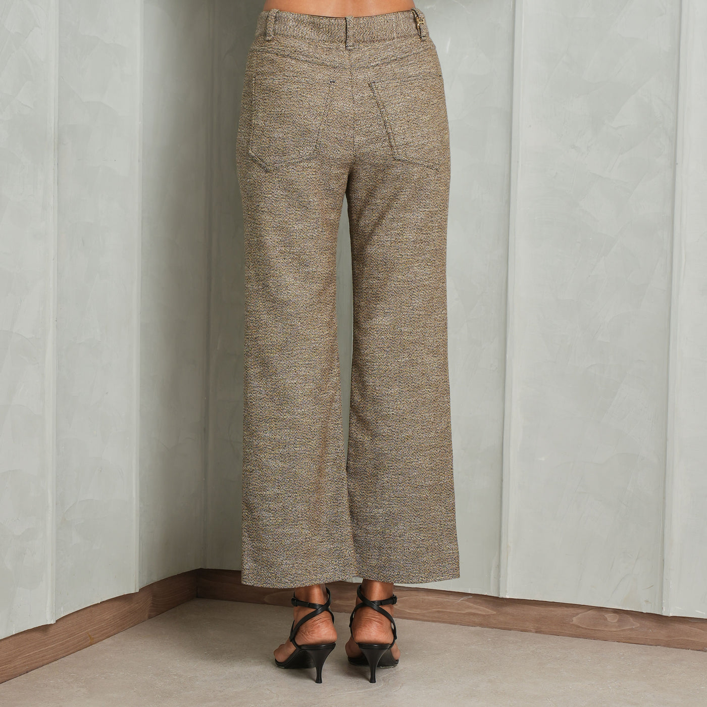 CHLOE cropped bootcut pants brown wool 