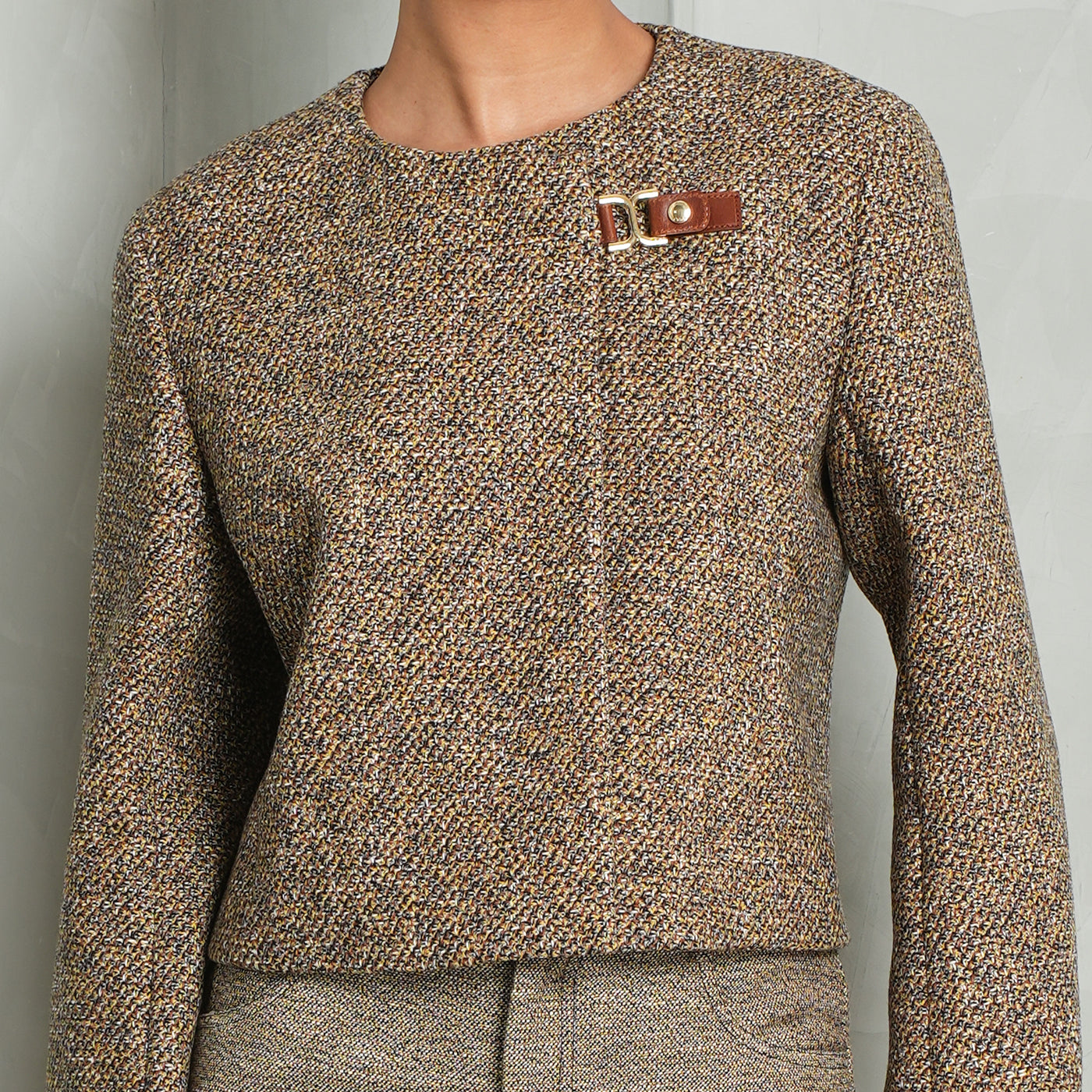 CHLOE cropped fitted jacket brown wool