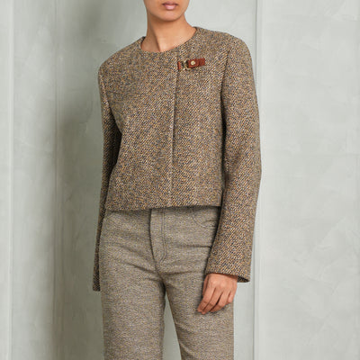 CHLOE cropped fitted jacket brown wool luxury 