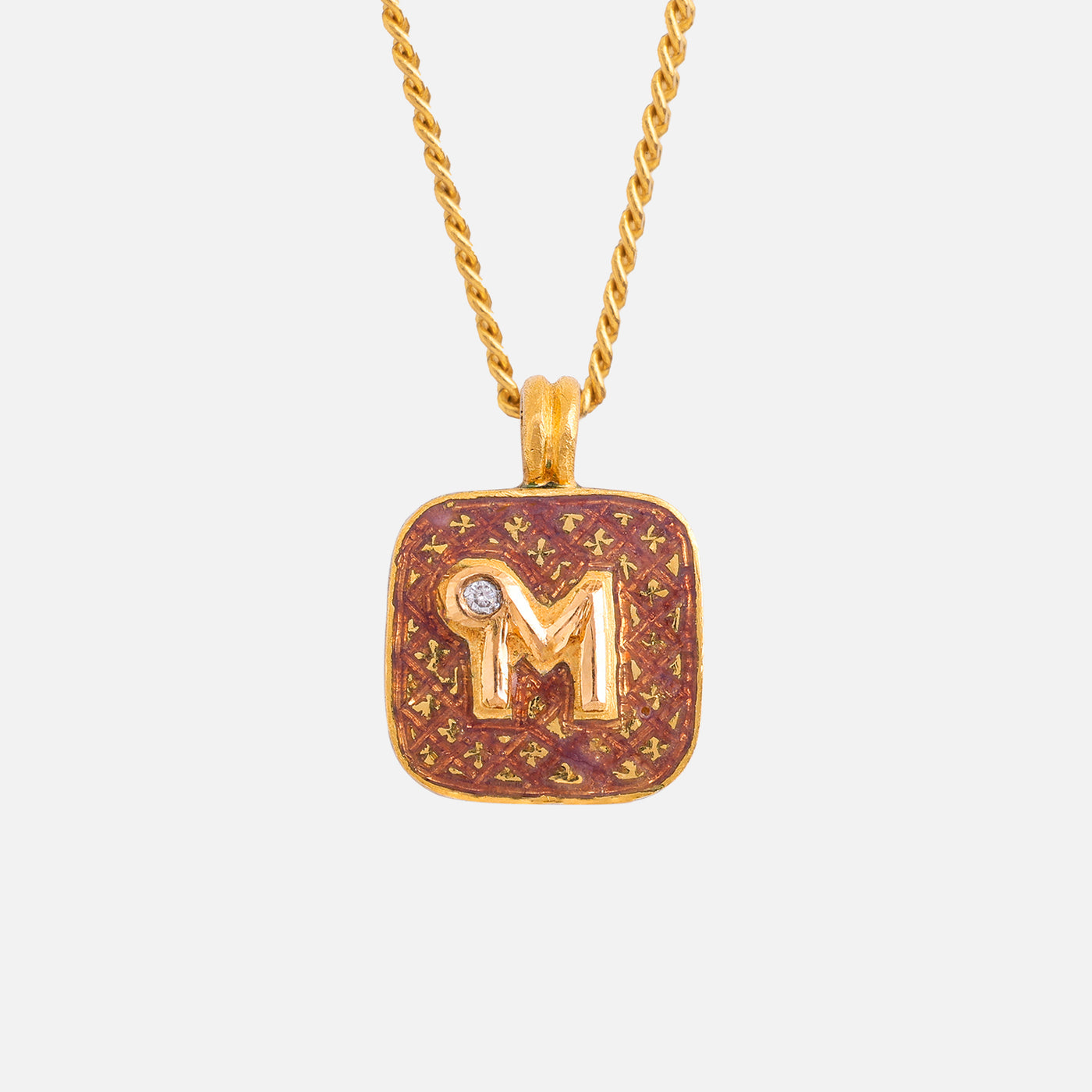 AGARO JEWELS Mohur Initial Necklace gold diamond 