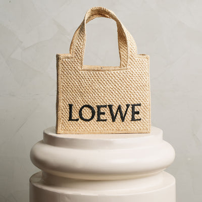 LOEWE font mini tote bag beige 