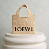 LOEWE Small font tote bag beige natural raffia