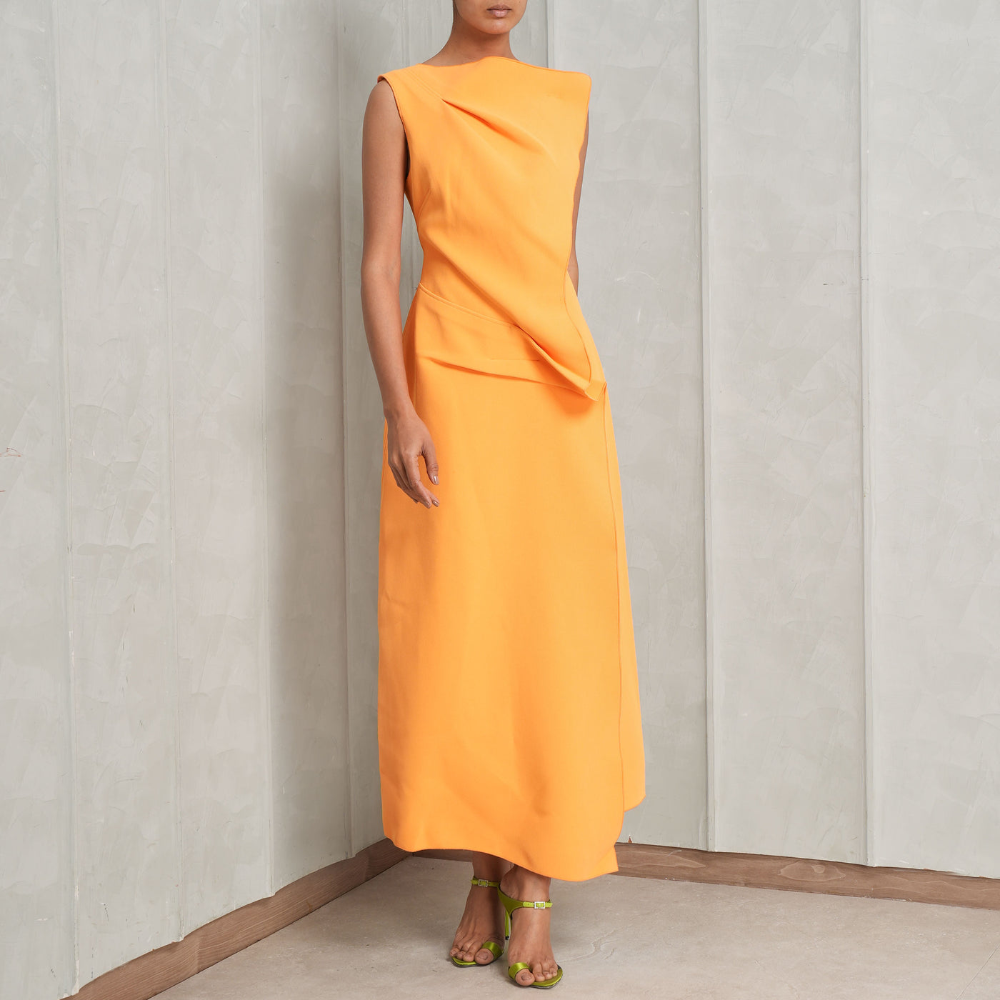 orange color normanhill midi dress