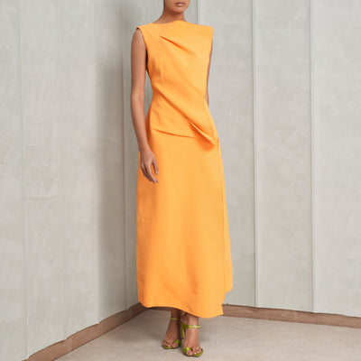 orange color normanhill midi dress