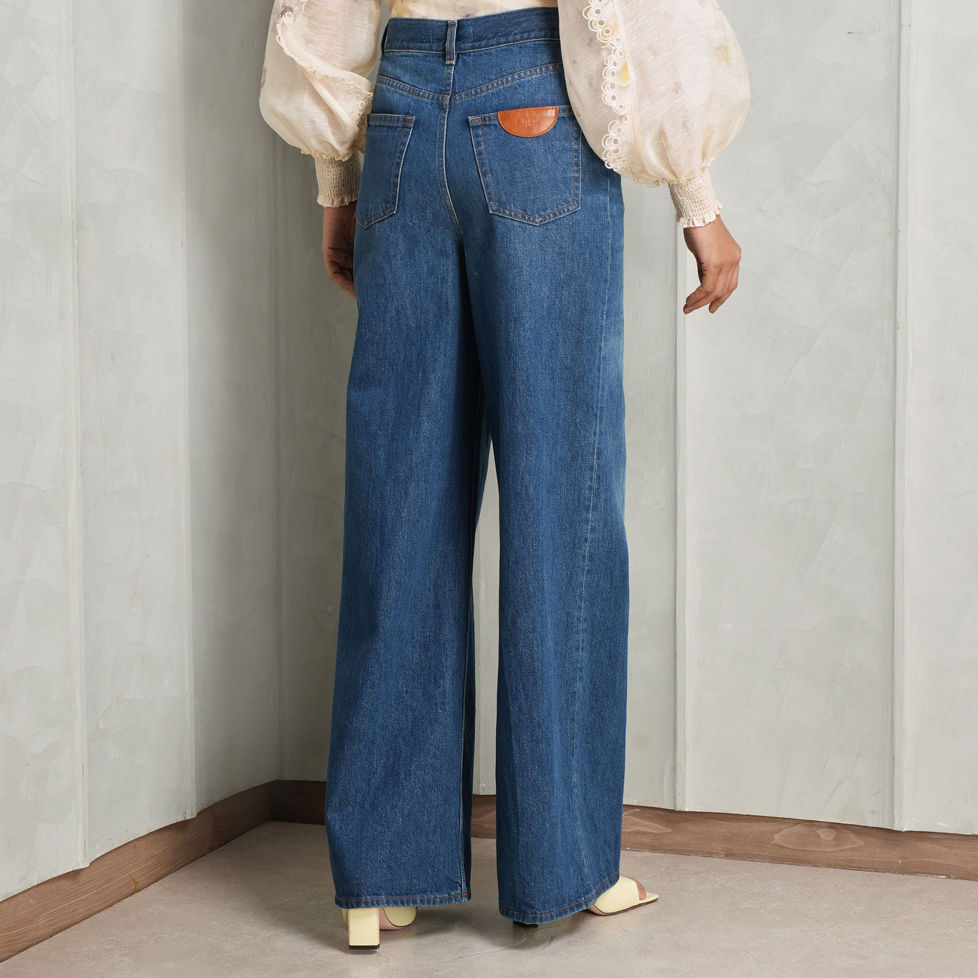 wide leg denim blue jeans chloe le mill