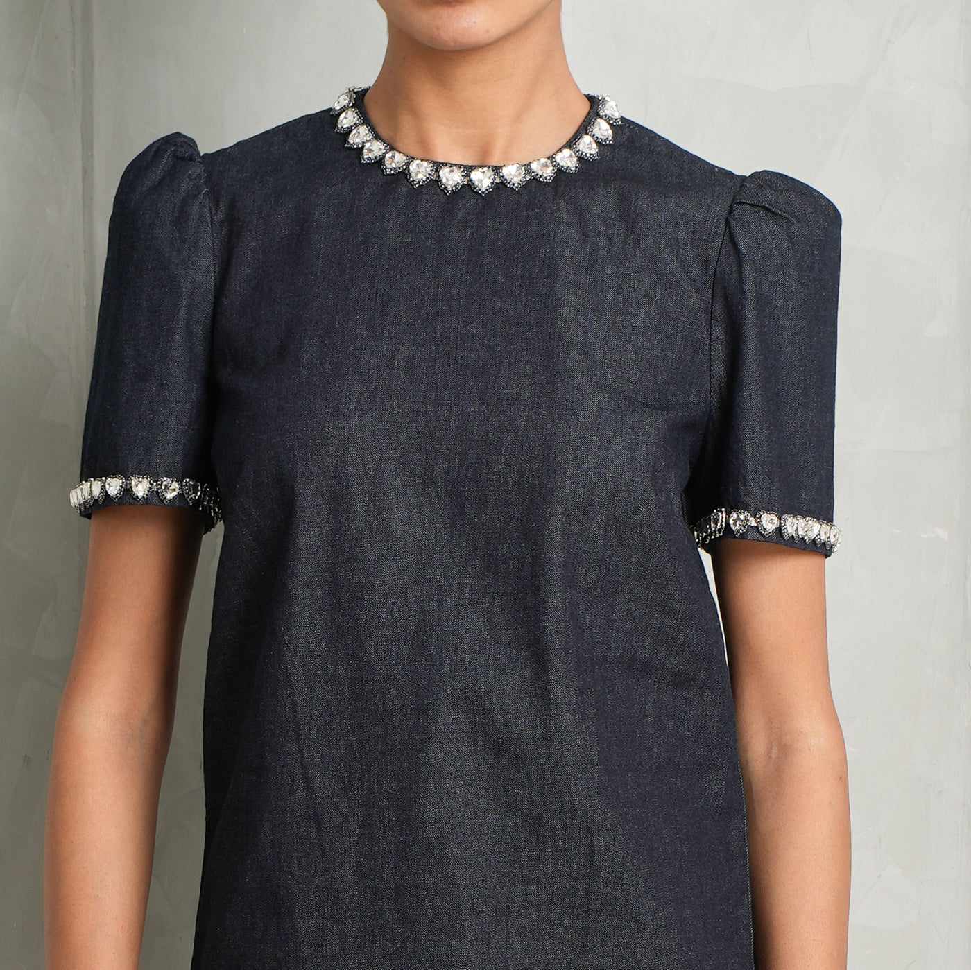 sky embellished denim top zimmermann le mill