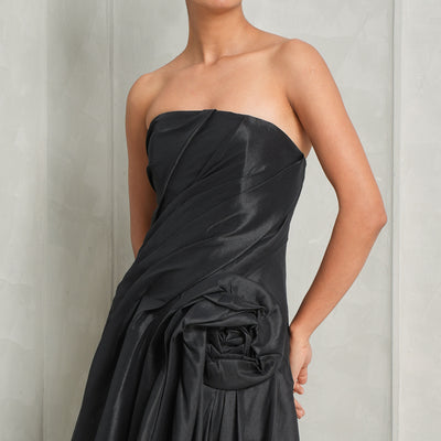 black strapless flower detailed gown by acler at le mill