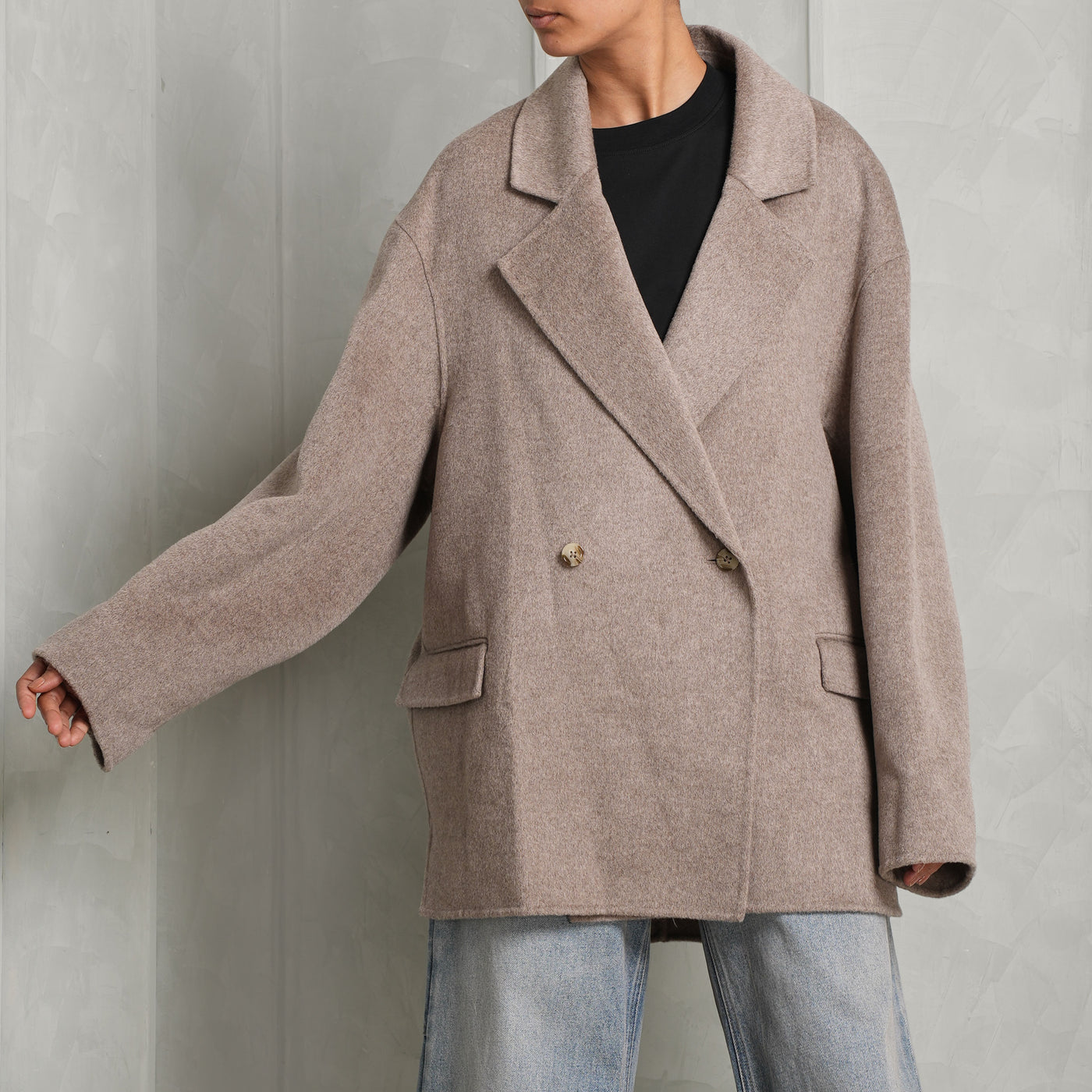 LOULOU STUDIO Beige Lina Pea Coat with dropped shoulders