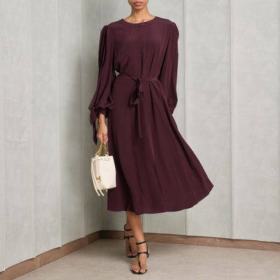 CHLOÉ purple knotted sleeve midi dress